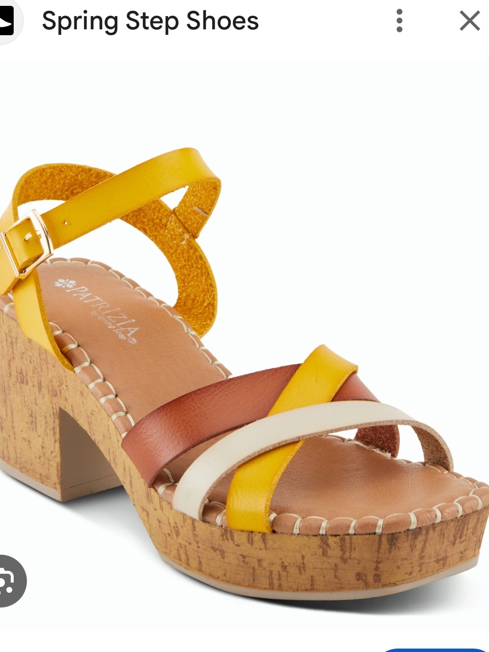Spring Step Patrizia Yellow, Brown & Cream Cork Wedge Sandals
